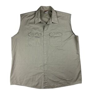 Vintage Big Ben Shirt‎ Men's XXL Kahki Tan Cut Off Workwear Canvas Sleeveless